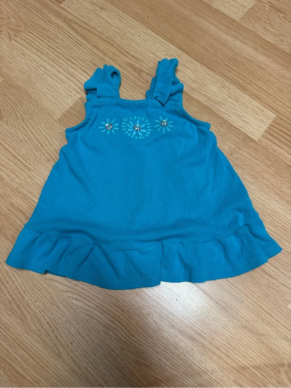 Gymboree Girls 3T Turquoise Ruffle Sleeveless Tank Top Cotton Summer Casual